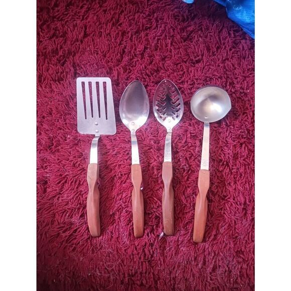 Vintage 4 pc made in the USA cutco  slotted spoon,  solid spoon ladle egg turner - Picture 1 of 2